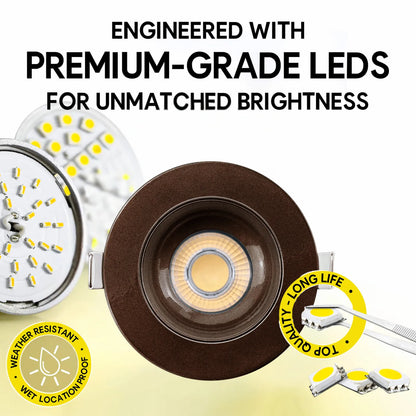 P-7183 3 Inch Round Bronze HO 15W, 1400 Lumens 5CCT Gimbal Light