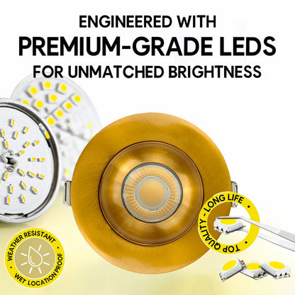 P-7185 3 Inch Round Brushed Brass HO 15W, 1400 Lumens 5CCT Gimbal Light