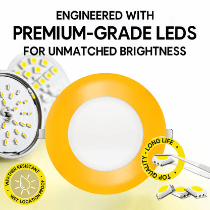 P-7310 5 Inch Round Yellow Finish, 15W, 1350 Lumens, 5CCT Slim Light