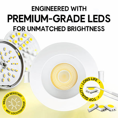 P-7157 3.5 Inch Round White HO 18-30W, 1700-2700 Lumens 5CCT Recessed Light