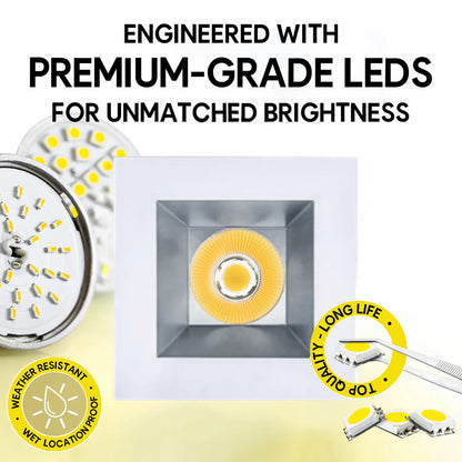 P-7339 6 Inch Square Haze Finish 40-82W, 3800-7200 Lumens, 5CCT Recessed Light