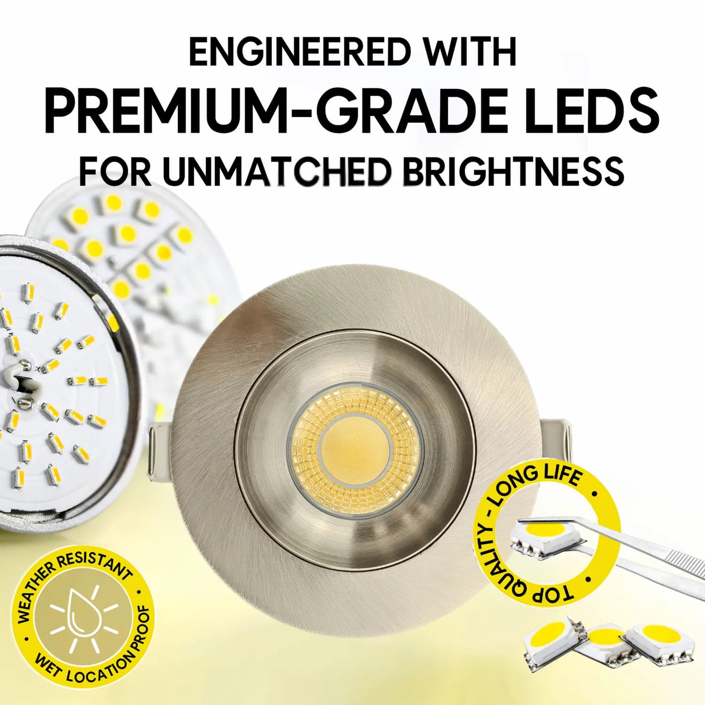 P-7188 3 Inch Round Brushed Nickel HO 24W, 2100 Lumens, Non-IC, 5CCT Gimbal Light