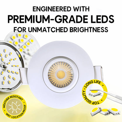 P-7341 2 Inch Round White HO, 8-14W, 700-1100 Lumens, 5CCT Gimbal Light