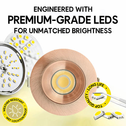 P-7190 3 Inch Round Brushed Copper HO 24W, 2100 Lumens, Non-IC, 5CCT Gimbal Light