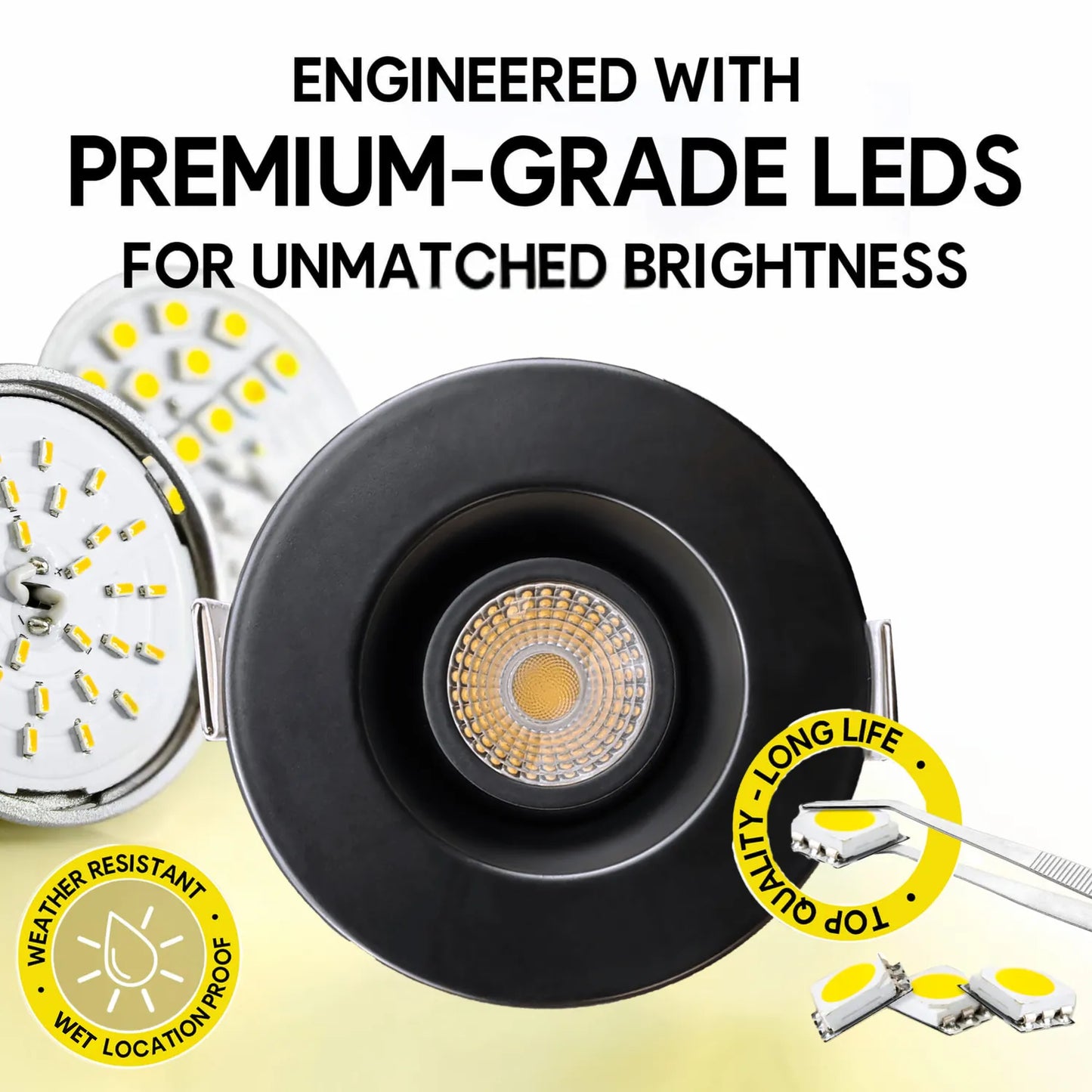 P-7345 2 Inch Round Black HO, 8-14W, 700-1100 Lumens, 5CCT Regress Gimbal Light
