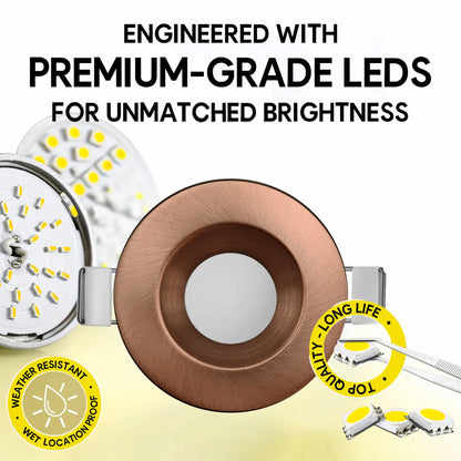 P-7200 2 Inch Round Brushed Copper 8W, 500 Lumens, 5CCT Slim Light