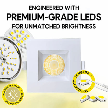 P-7158 3.5 Inch Square White HO 18-30W, 1700-2700 Lumens 5CCT Recessed Light