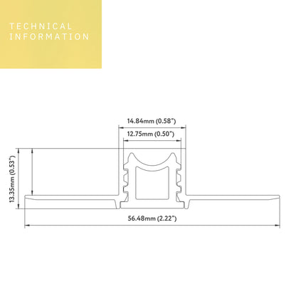 P-5308 1/2 inch Trimless Channel 8FT, Tape Light Size 12mm, Aluminum Channel, IC Rated, Air Tight