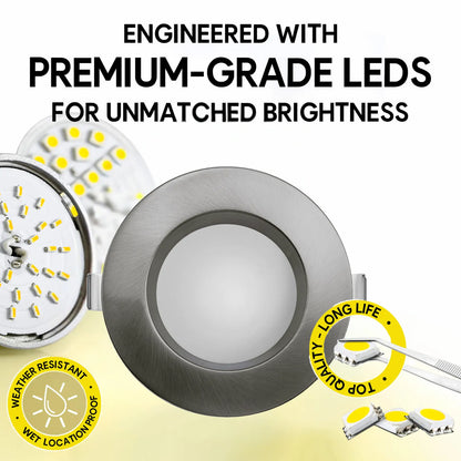 P-7208 4 Inch Round Brushed Nickel 15W, 1400 Lumens, 5CCT Slim Light