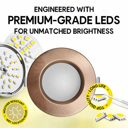 P-7210 4 Inch Round Brushed Copper 15W, 1400 Lumens, 5CCT Slim Light