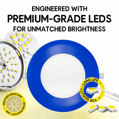 P-7312 5 Inch Round Blue Finish, 15W, 1350 Lumens, 5CCT Slim Light