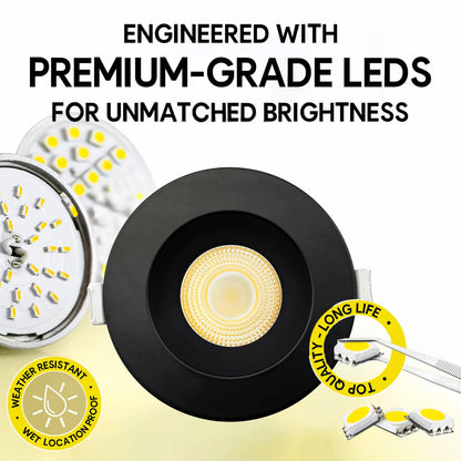 P-7159 3.5 Inch Round Black HO 18-30W, 1700-2700 Lumens 5CCT Recessed Light