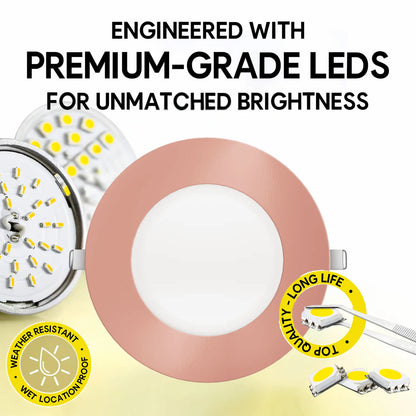 P-7313 5 Inch Round Rose Blush Finish, 15W, 1350 Lumens, 5CCT Slim Light