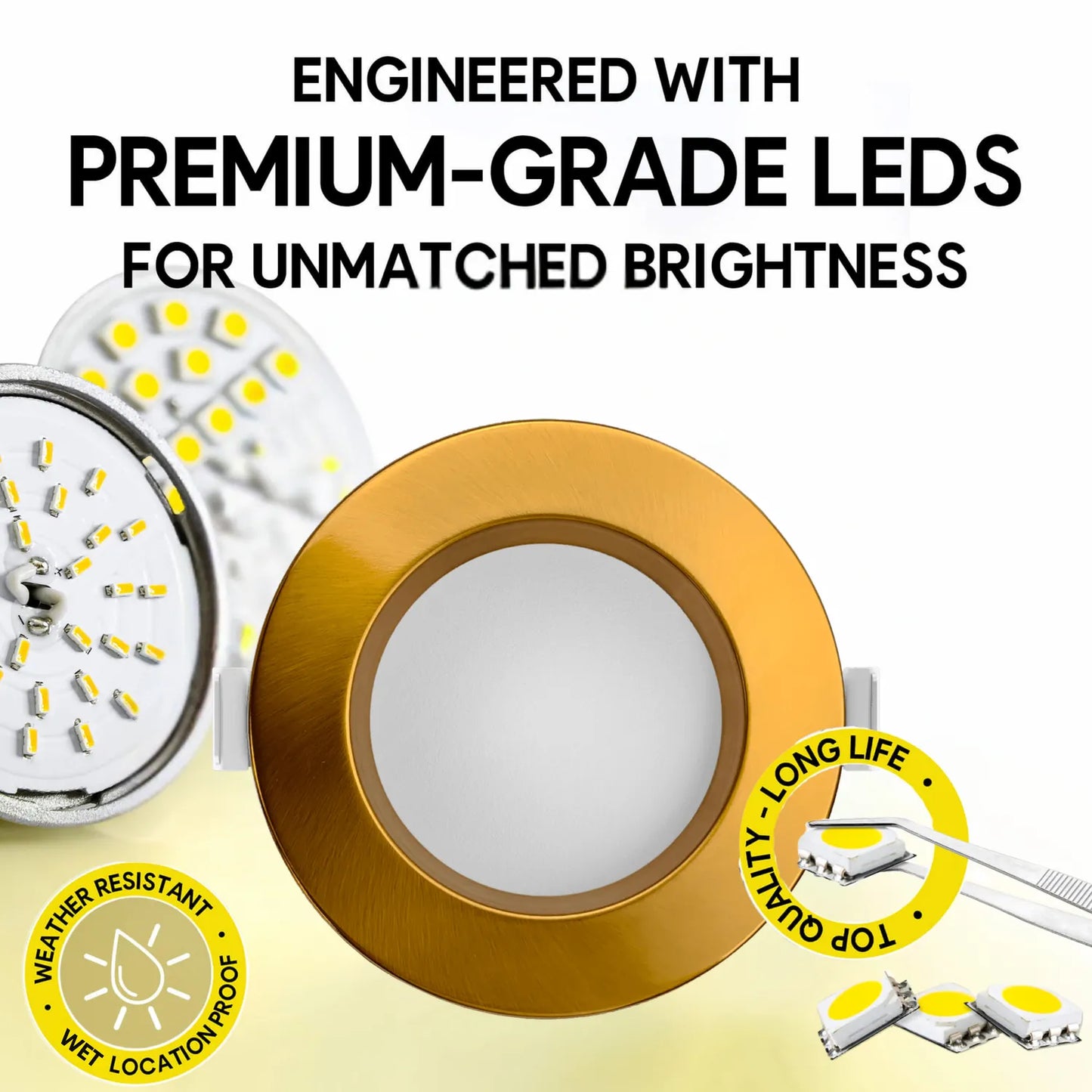 P-7214 5 Inch Round Brushed Brass 23W, 1800 Lumens, 5CCT Slim Light