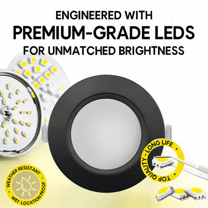 P-7216 6 Inch Round Black 10/18/28W, 950/1750/2700 Lumens, 5CCT Slim Light