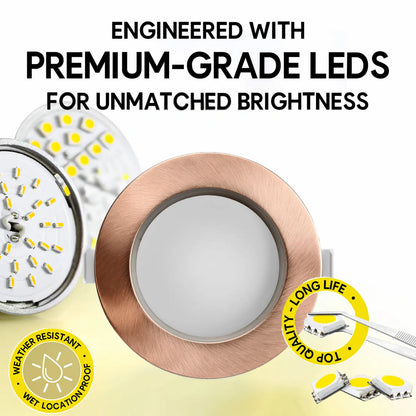 P-7220 6 Inch Round Brushed Copper 10/18/28W, 950/1750/2700 Lumens, 5CCT Slim Light
