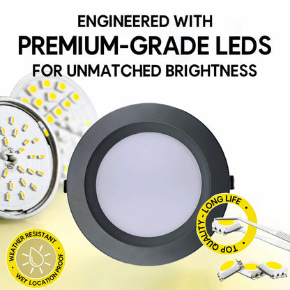 P-7221 8 Inch Round Black 50/80W, 5000/8000 Lumens, 5CCT Slim Light