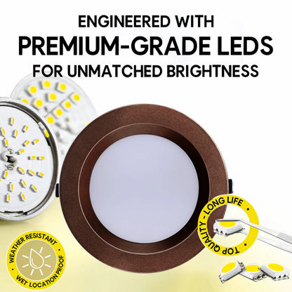 P-7222 8 Inch Round Bronze 50/80W, 5000/8000 Lumens, 5CCT Slim Light