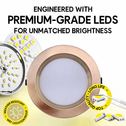 P-7225 8 Inch Round Brushed Copper 50/80W, 5000/8000 Lumens, 5CCT Slim Light