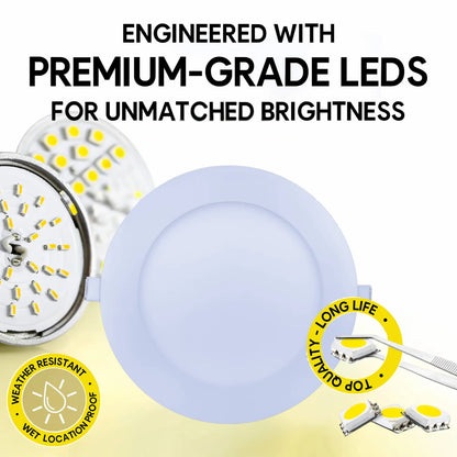P-7227 6 Inch Economical Round White 16W, 1300 Lumens, 5CCT Slim Ultra-Thin Light