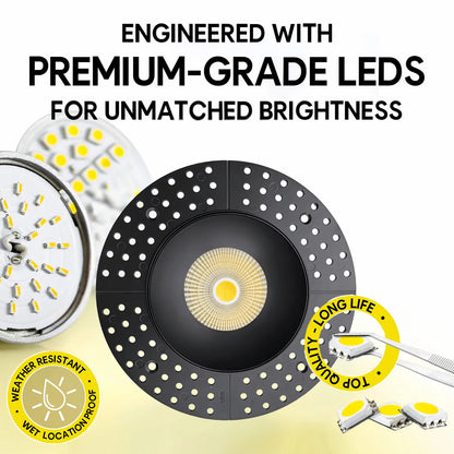 P-7230 5 Inch Trimless Round Black 23-50W, 2200-5000 Lumens, 5CCT Recessed Light