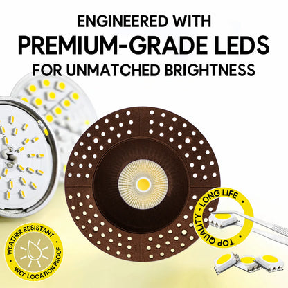 P-7231 5 Inch Trimless Round Bronze 23-50W, 2200-5000 Lumens, 5CCT Recessed Light