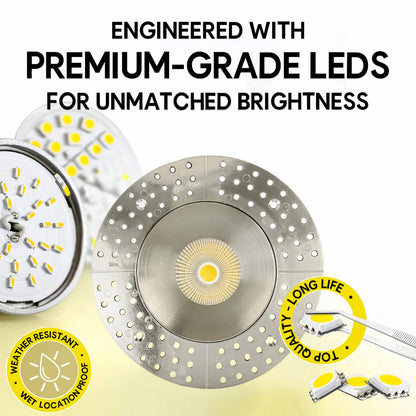 P-7232 5 Inch Trimless Round Brushed Nickel 23-50W, 2200-5000 Lumens, 5CCT Recessed Light