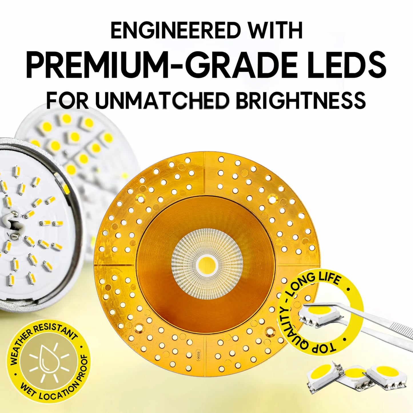 P-7233 5 Inch Trimless Round Brushed Brass 23-50W, 2200-5000 Lumens, 5CCT Recessed Light