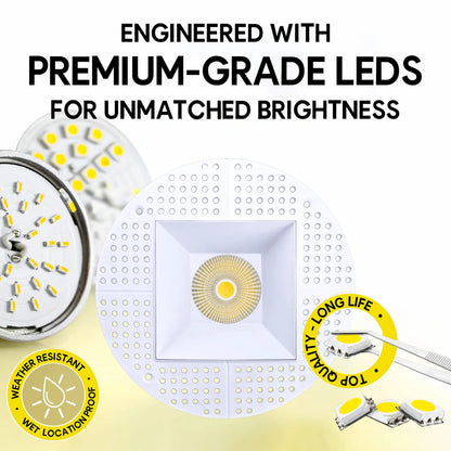 P-7235 5 Inch Trimless Square White 23-50W, 2200-5000 Lumens, 5CCT Recessed Light