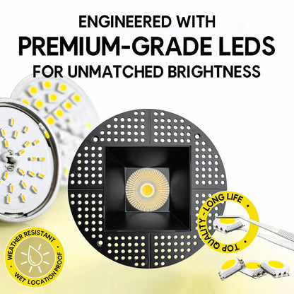 P-7236 5 Inch Trimless Square Black 23-50W, 2200-5000 Lumens, 5CCT Recessed Light