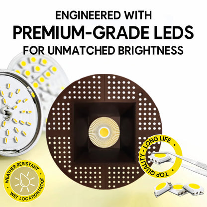 P-7237 5 Inch Trimless Square Bronze 23-50W, 2200-5000 Lumens, 5CCT Recessed Light