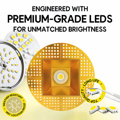 P-7239 5 Inch Trimless Square Brushed Brass 23-50W, 2200-5000 Lumens, 5CCT Recessed Light