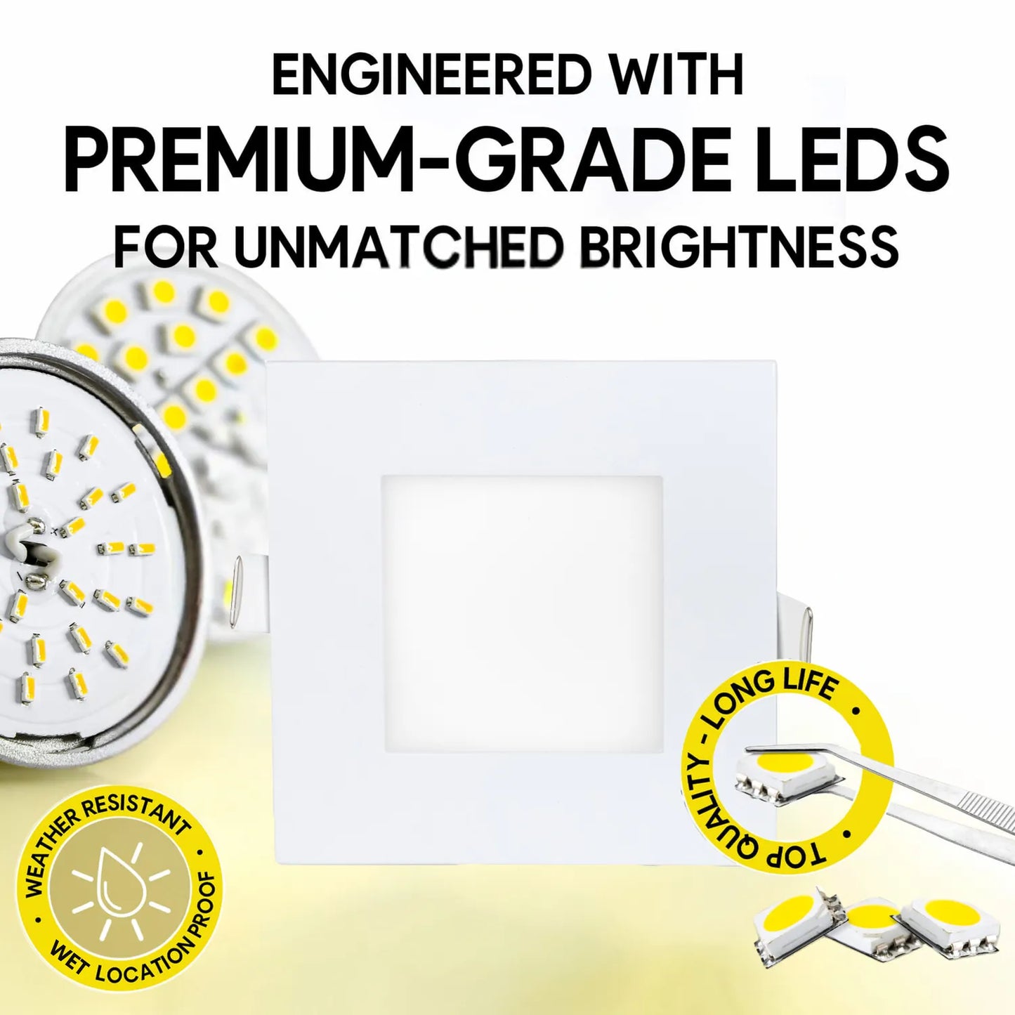 P-5145 4 Inch Square White 12W 1000 Lumens 5CCT Slim Ultra-Thin light