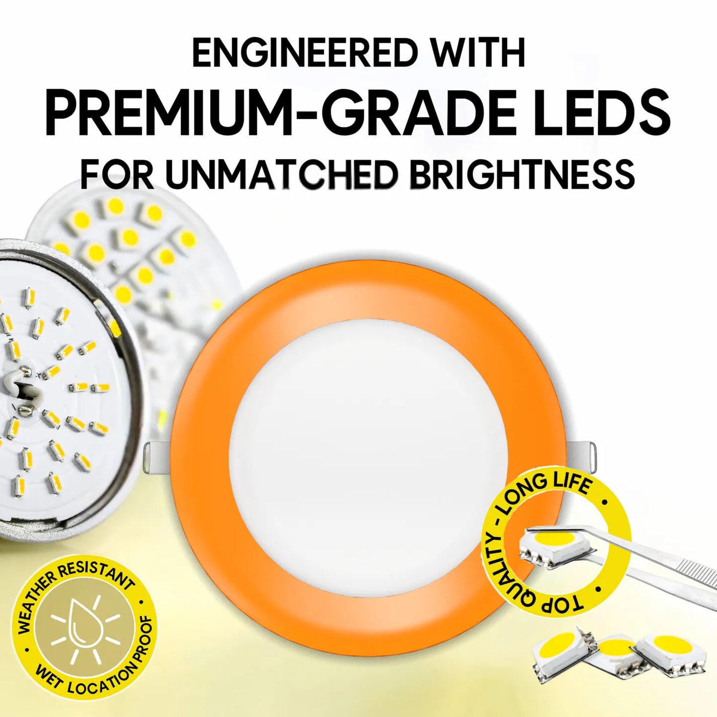 P-7315 6 Inch Round Orange Finish, 20W, 1800 Lumens, 5CCT Slim Light