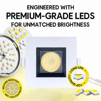 P-7162 3.5 Inch Square Two-Tone HO 18-30W, 1700-2700 Lumens 5CCT Recessed Light