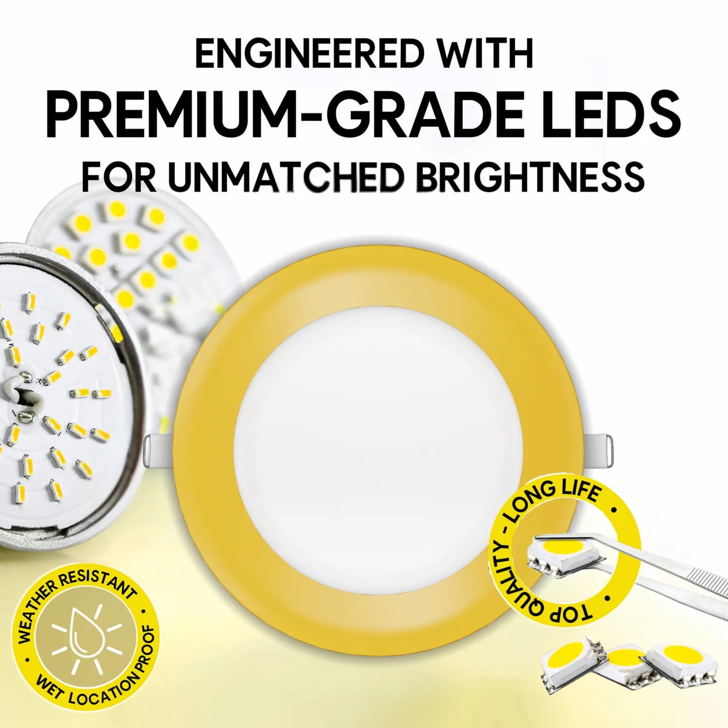 P-7316 6 Inch Round Yellow Finish, 20W, 1800 Lumens, 5CCT Slim Light