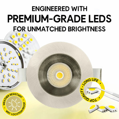P-7244 5 Inch Round Brushed Nickel 23-50W, 2200-5000 Lumens, 5CCT Recessed Light