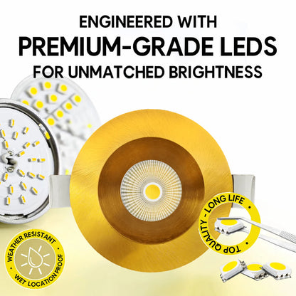 P-7245 5 Inch Round Brushed Brass 23-50W, 2200-5000 Lumens, 5CCT Recessed Light