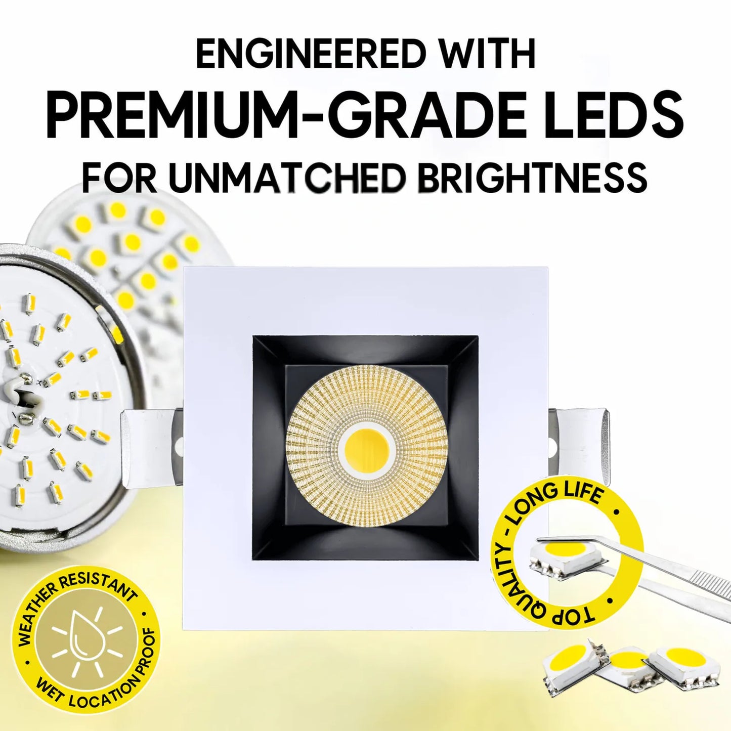 P-7250 5 Inch Square Two-Tone 23-50W, 2200-5000 Lumens, 5CCT Recessed Light