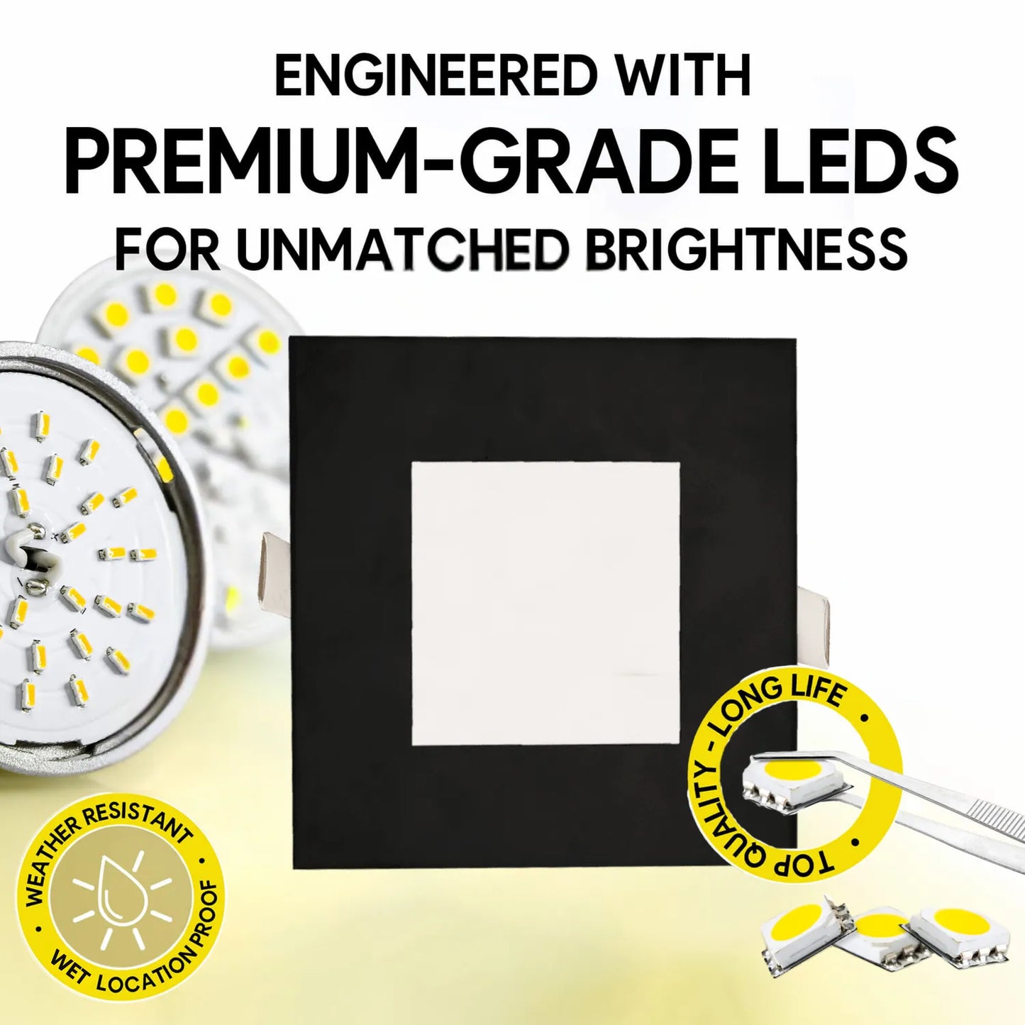 P-5155 4 Inch Square Black 12W 1000 Lumens 5CCT Slim Ultra-Thin light