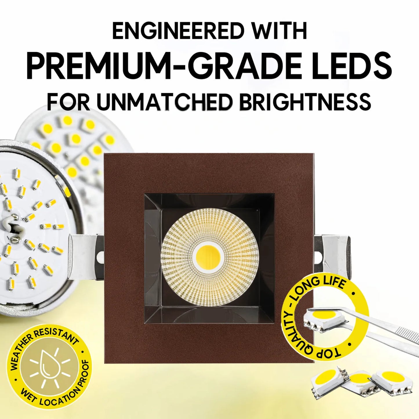 P-7251 5 Inch Square Bronze 23-50W, 2200-5000 Lumens, 5CCT Recessed Light