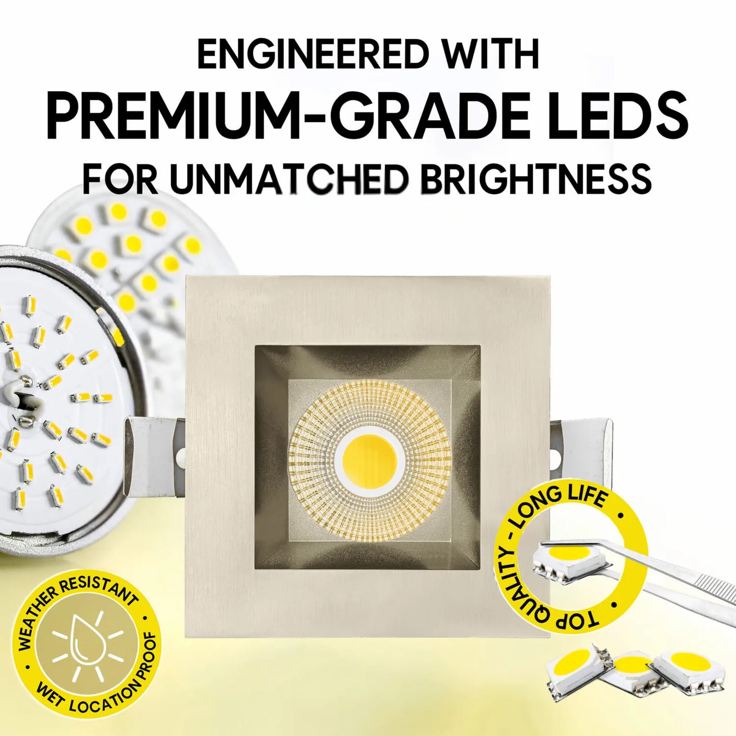 P-7252 5 Inch Square Brushed Nickel 23-50W, 2200-5000 Lumens, 5CCT Recessed Light