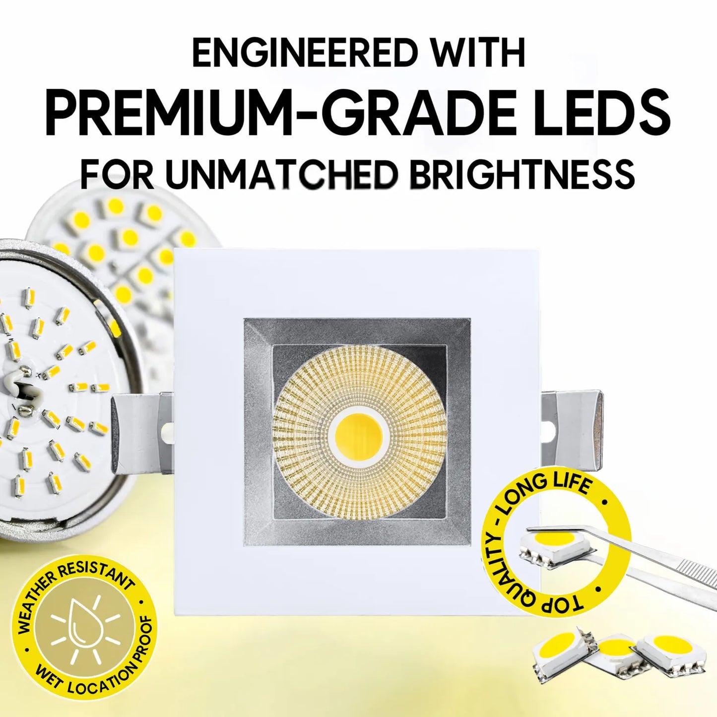P-7255 5 Inch Square Haze 23-50W, 2200-5000 Lumens, 5CCT Recessed Light