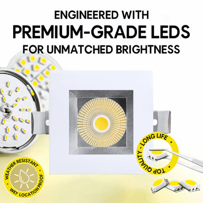 P-7255 5 Inch Square Haze 23-50W, 2200-5000 Lumens, 5CCT Recessed Light