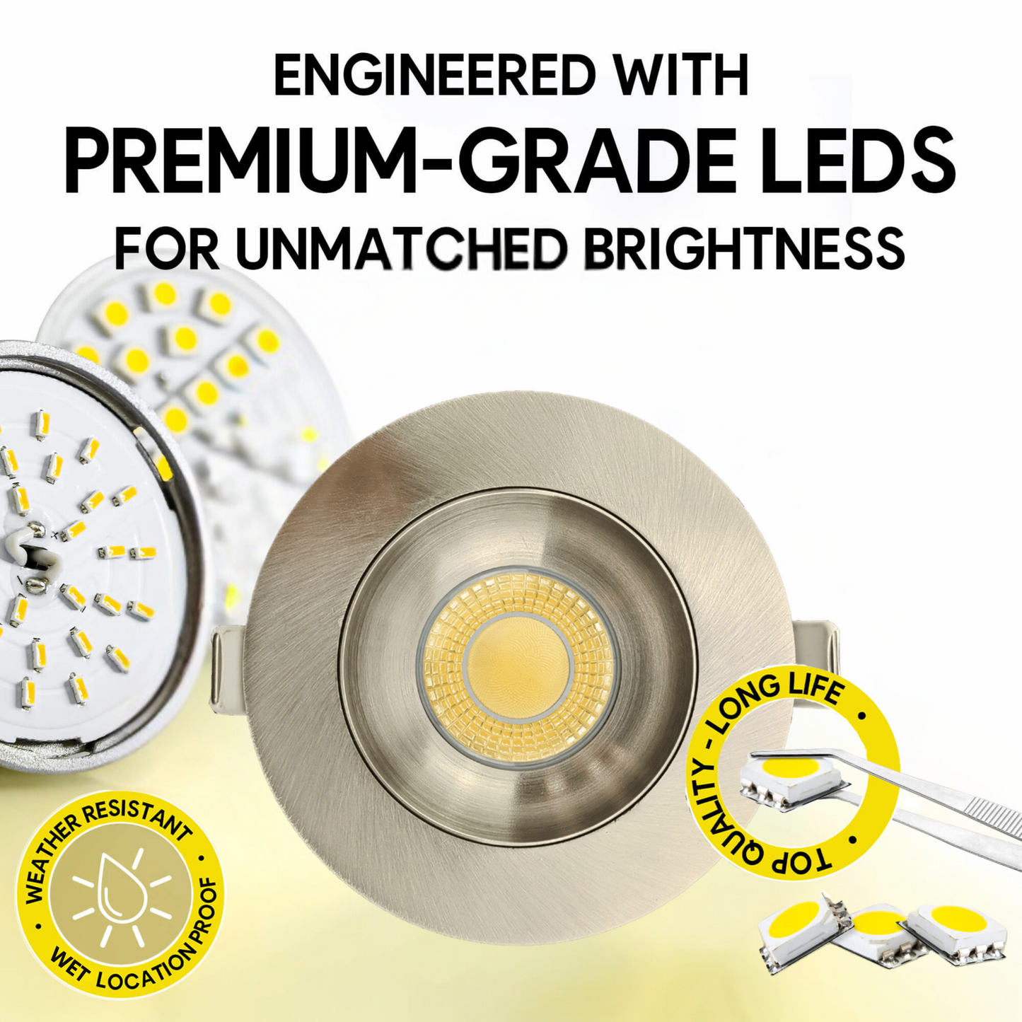 P-7184 3 Inch Round Brushed Nickel HO 15W, 1400 Lumens 5CCT Gimbal Light