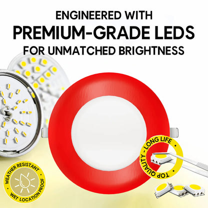 P-7308 5 Inch Round Red Finish, 15W, 1350 Lumens, 5CCT Slim Light
