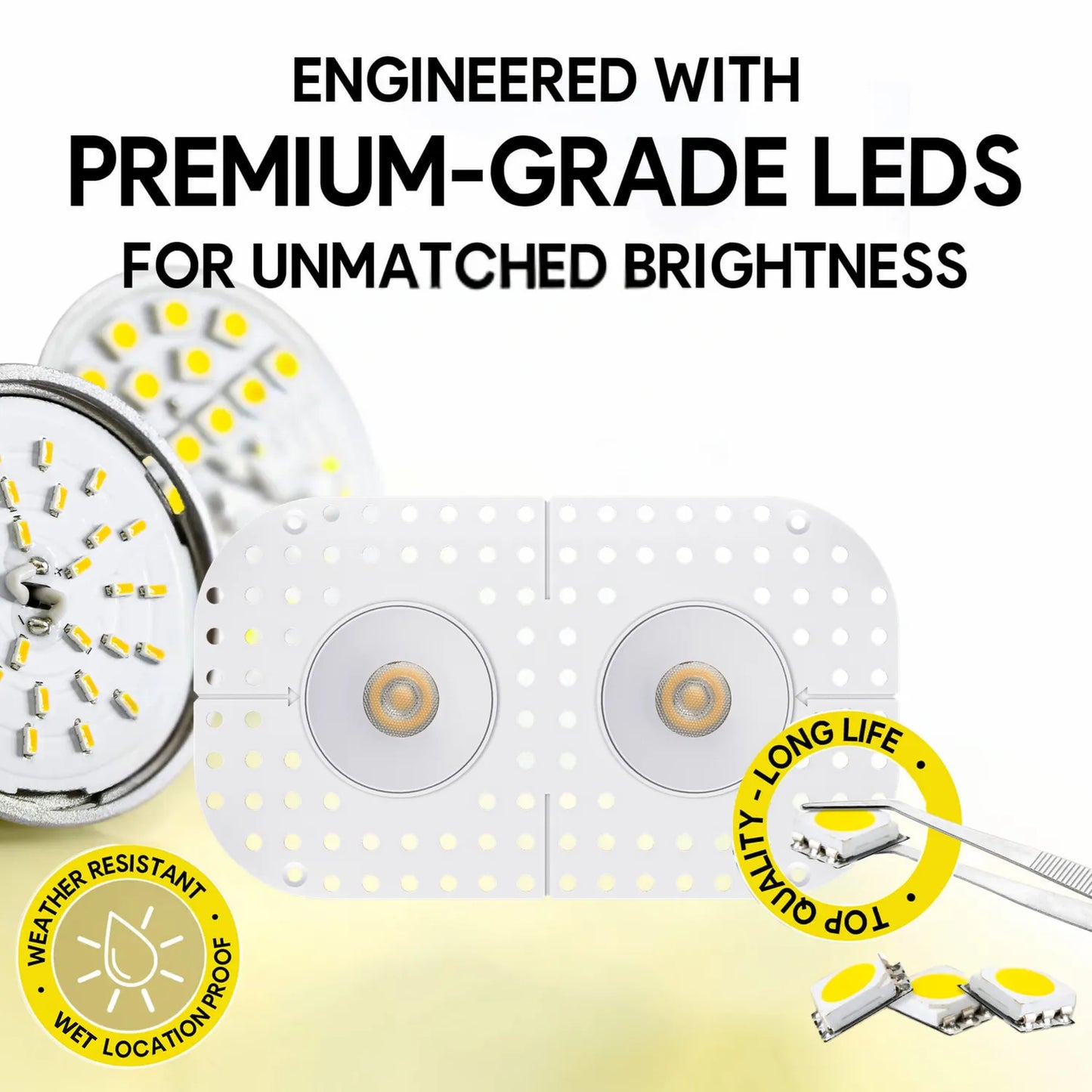 P-7368 1.5 Inch Trimless 2 Head Round White 14W, 1200 Lumens, 5CCT Recessed Light