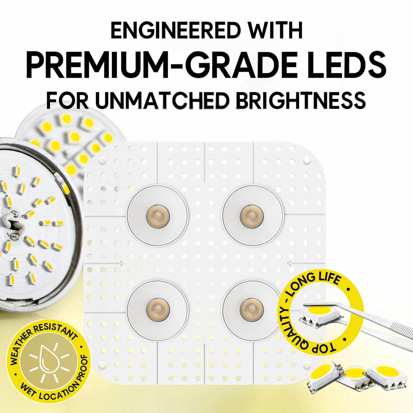 P-7371 1.5 Inch Trimless Quadruple Head Round White 28W, 2400 Lumens, 5CCT Recessed Light