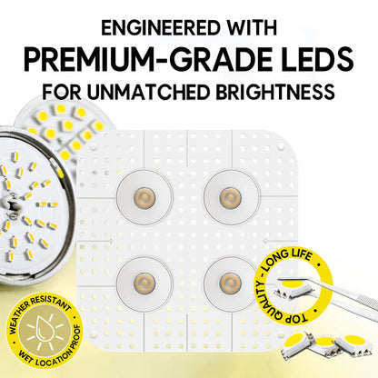 P-7371 1.5 Inch Trimless Quadruple Head Round White 28W, 2400 Lumens, 5CCT Recessed Light