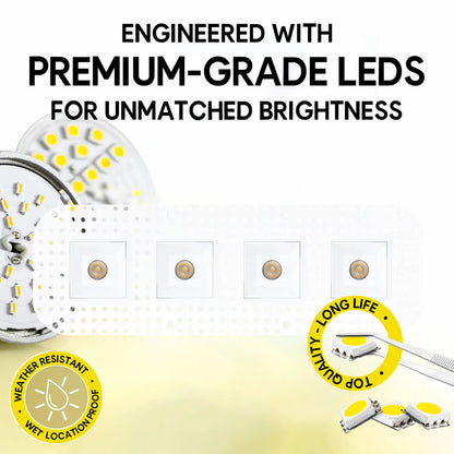 P-7375 1.5 Inch Trimless 4 Head Square White 28W, 2400 Lumens, 5CCT Recessed Light